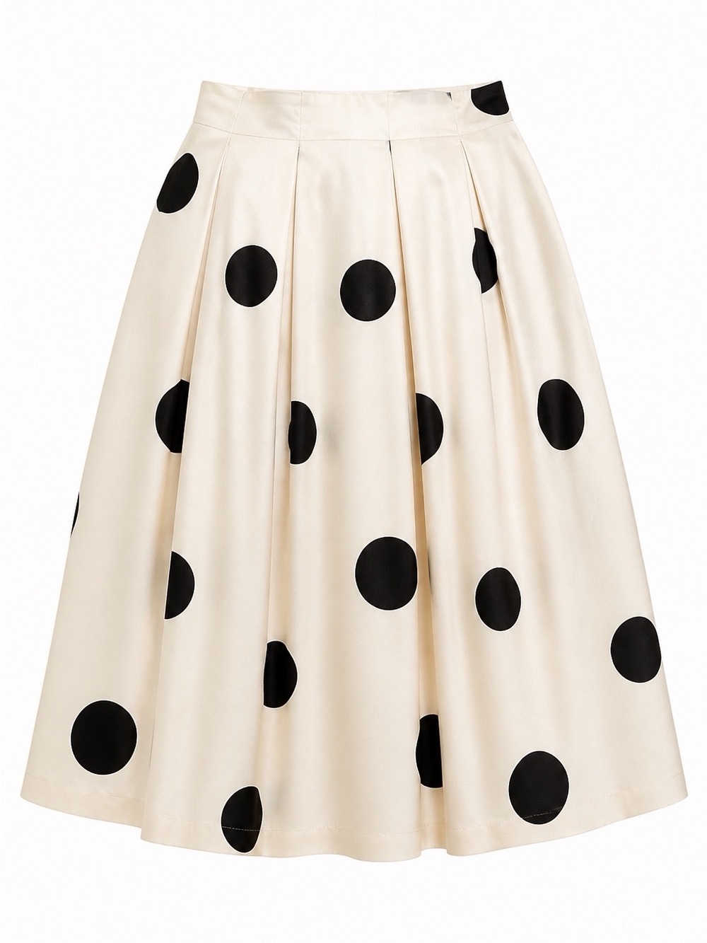 Cider - Polka Dot Midi Skirt in Cream and Black - 3X